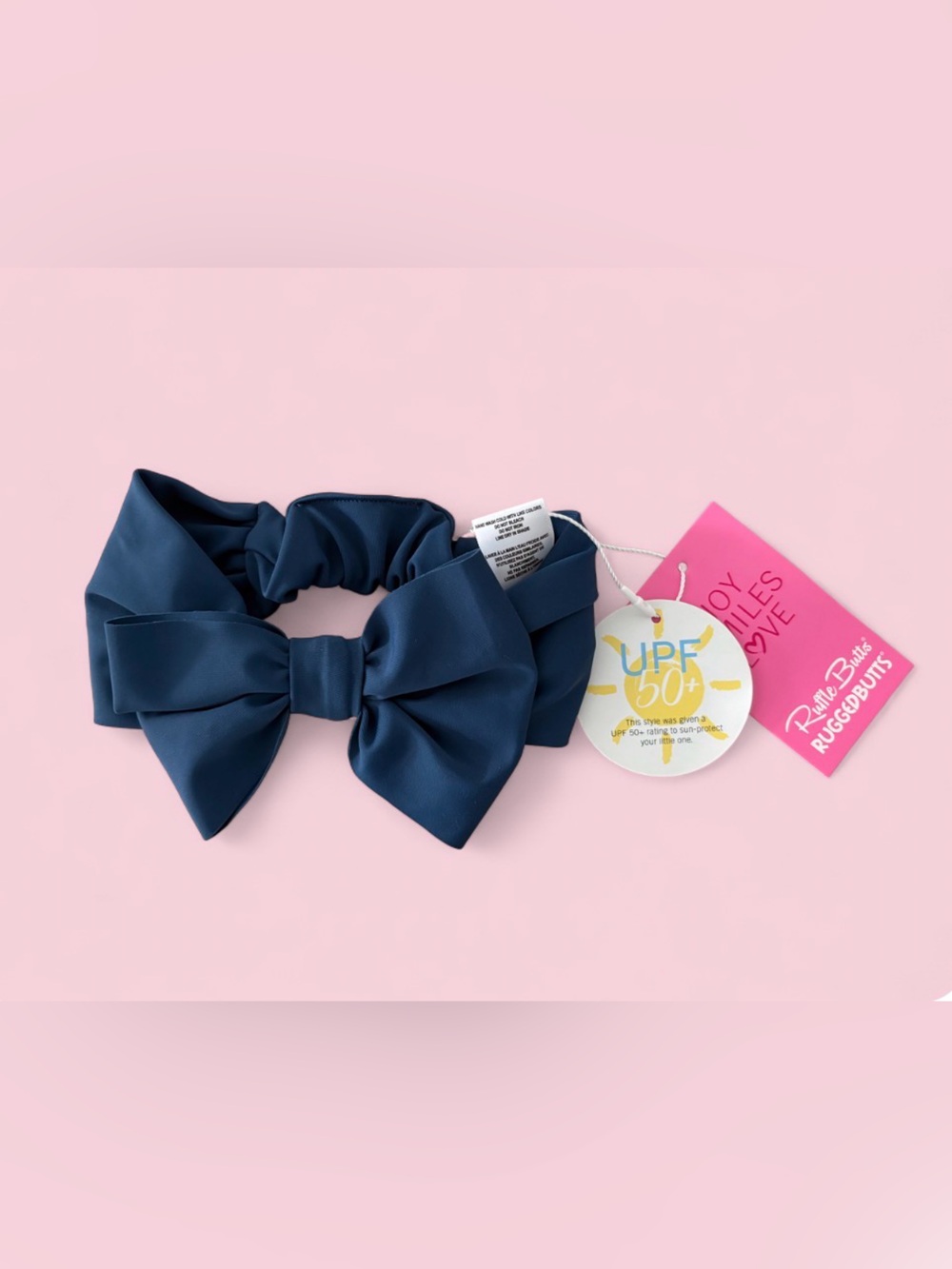 NWT RuffleButts Navy Swim Bow Headband One Size UPF 50+